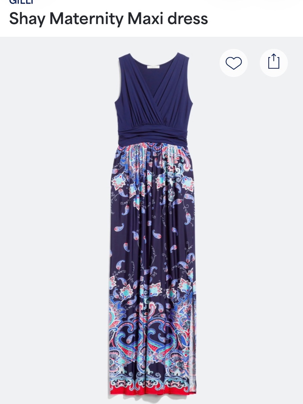 Gilli Navy Maternity Paisley-Print Sleeveless Maxi Dress